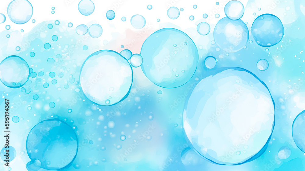 カラフルな泡の水彩画背景　Generative AI