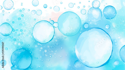 カラフルな泡の水彩画背景　Generative AI © AYANO