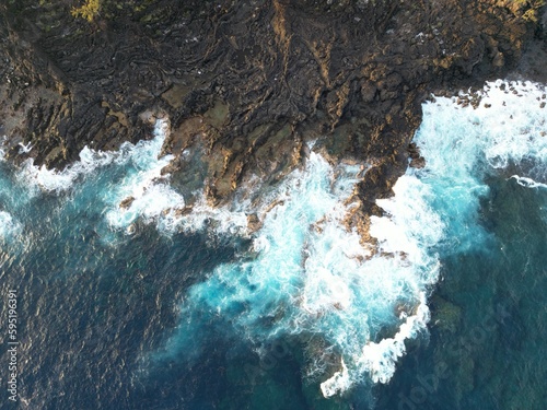 Sea and rocks crashing waves © L.A Photo