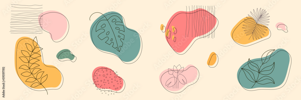 Hand drawn abstract minimal.Hand drawn plants, organic shapes, dots, lines. Vector set of minimal trendy abstract natural elements for graphic design Hand drawn abstract minimal.Hand drawn plants, organic shapes, dots, lines. Vector set of minimal trendy abstract natural elements for graphic design