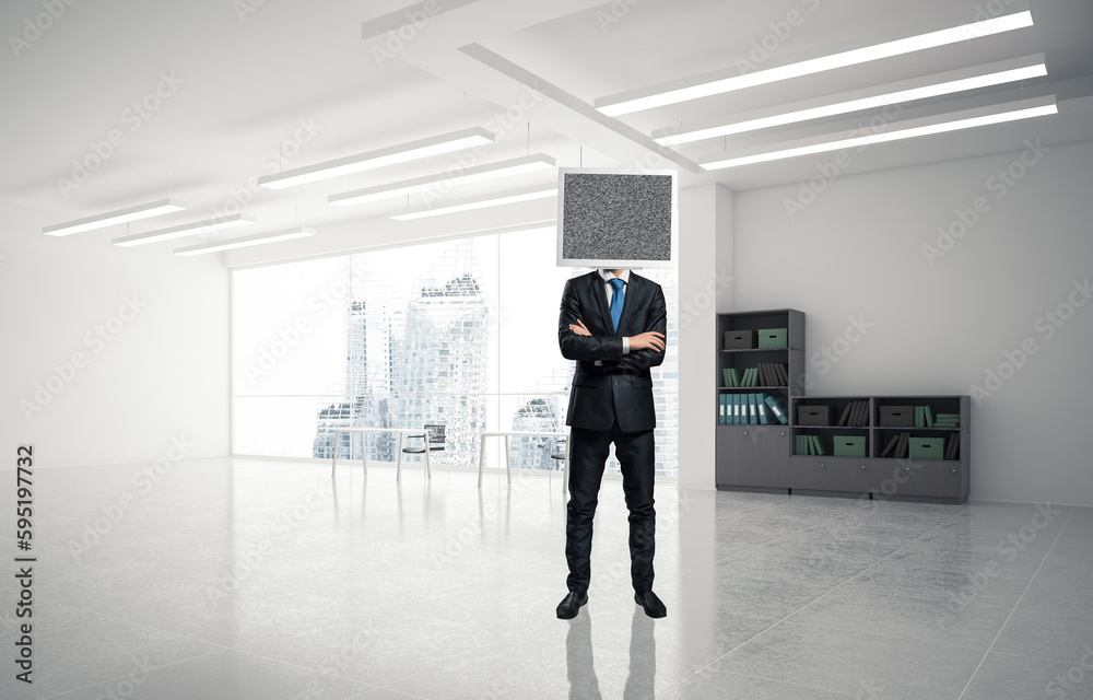 Businessman with monitor instead of head. Businessman with monitor instead of head.