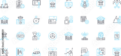 Capital budgeting linear icons set. Investment, Analysis, Finance, Risk, Opportunity, Decision, Budget line vector and concept signs. Cash flow,NPV,IRR outline illustrations