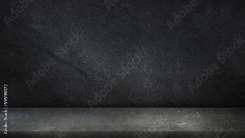 empty grey marble table top, dark black rustic cement stone background, product stand display, empty space, party, promotion banner 