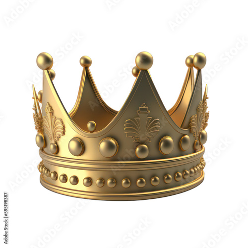 3d art of crown. Crown in fantasy theme. Crown isolated on white background. Generative AI.