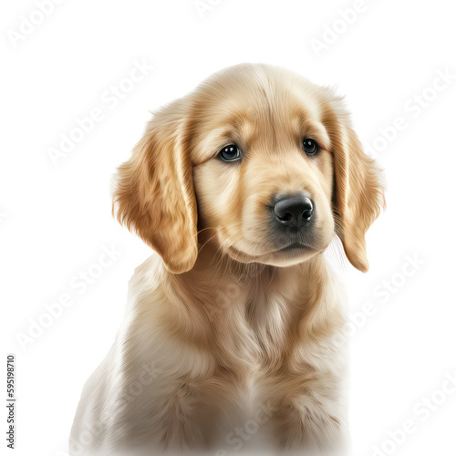 Golden retriever. Golden retriever puppy isolated on white background. Cute puppy. Generative AI. © SaraY Studio 