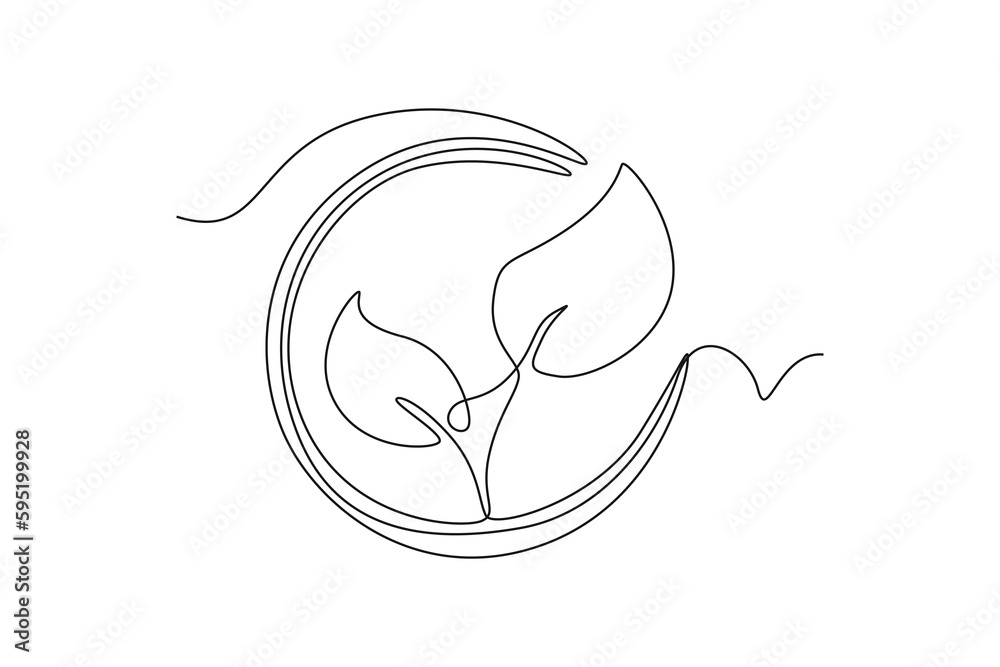 Continuous one line drawing environment ecology icon. World environment day concept. Single line draw design vector graphic illustration. Continuous one line drawing environment ecology icon. World environment day concept. Single line draw design vector graphic illustration.