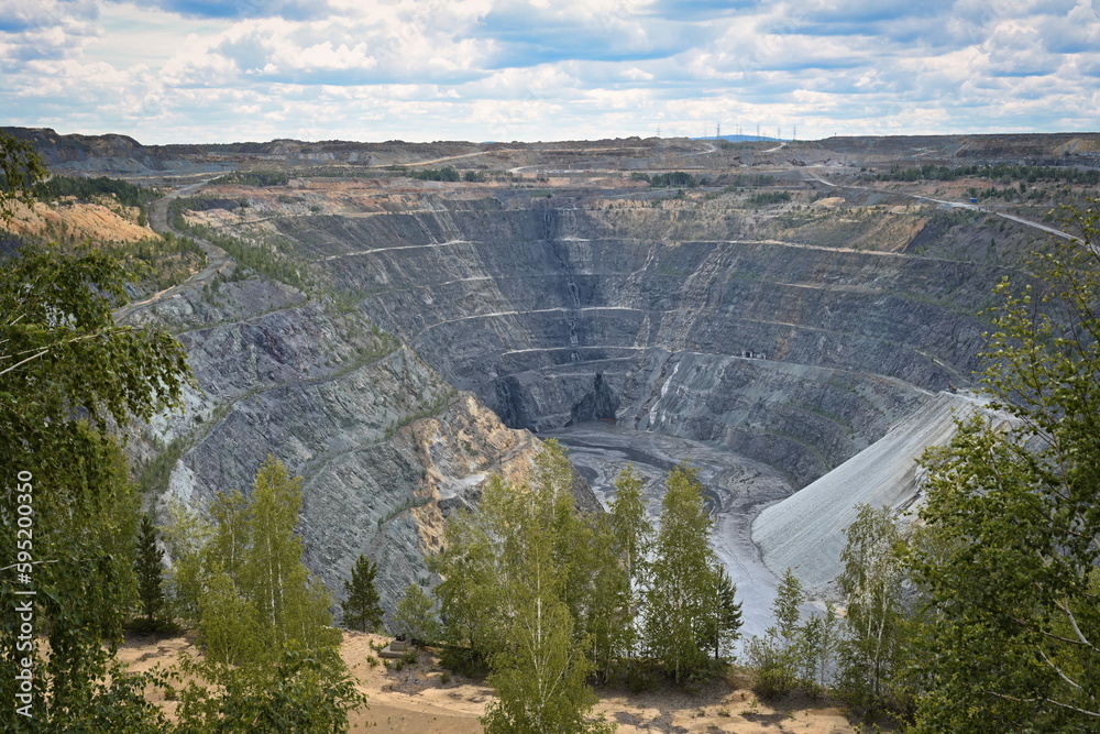 Panoramic view of the large coal quarry in Uchaly