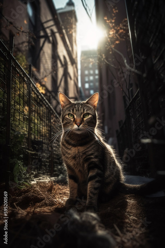 Urbaner Begleiter: Eine Katze, die sich in der Stadt zurechtfindet