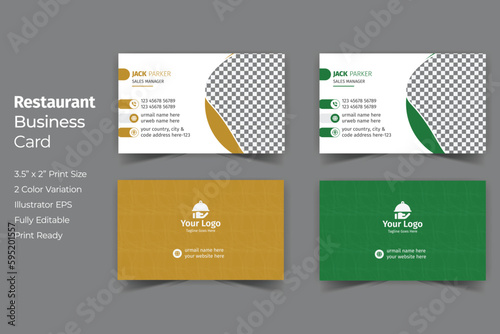 Restaurant food, organic food shop business card design