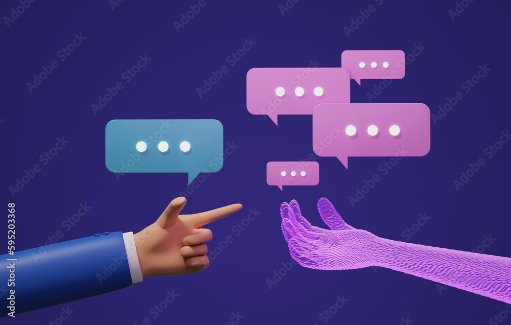 Businessman chatting with AI technology or artificial intelligence Q&A chat via ChatGpt Businessman chatting with AI technology or artificial intelligence Q&A chat via ChatGpt