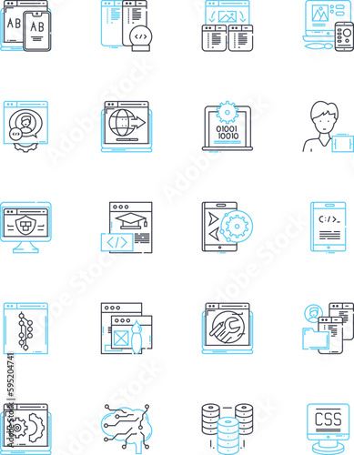 Rapid prototyping linear icons set. Innovation, Efficiency, Speed, Adaptation, Agility, Flexibility, Iteration line vector and concept signs. Invention,Experimentation,Development outline