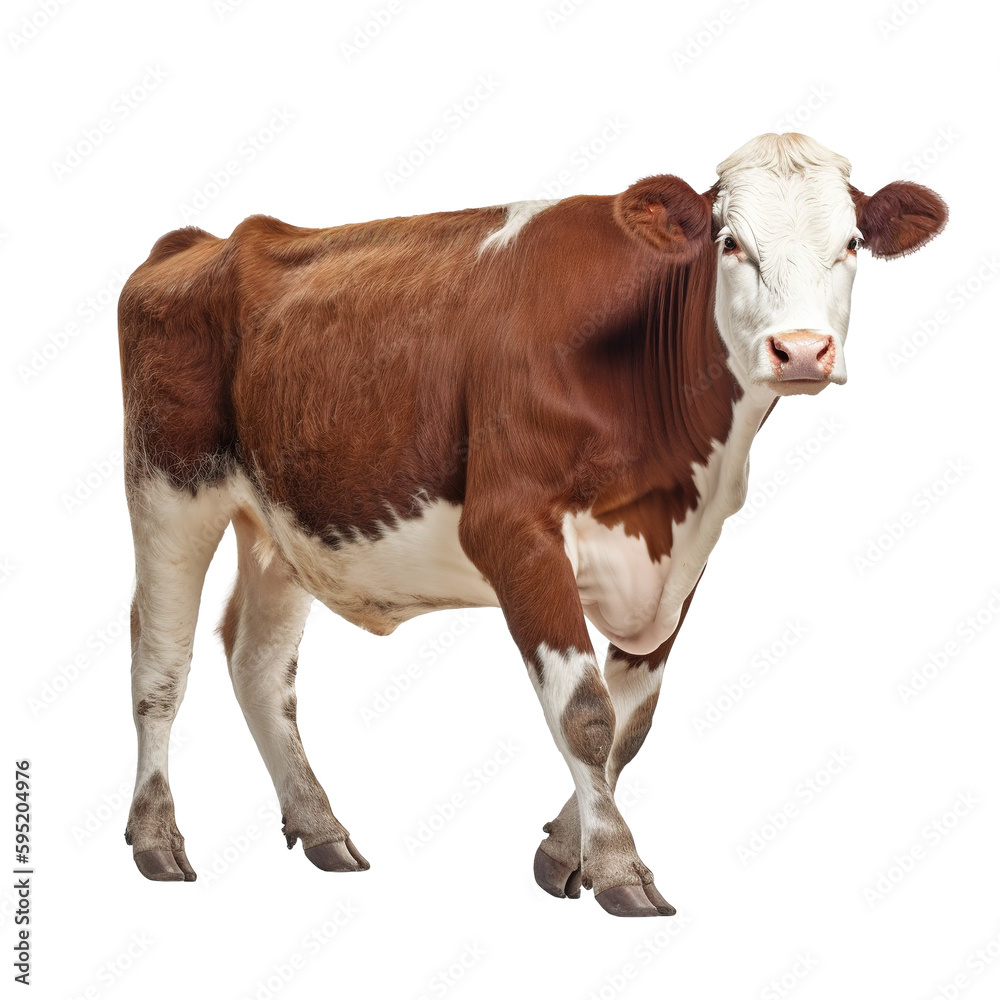 Hereford cow isolated on white background
