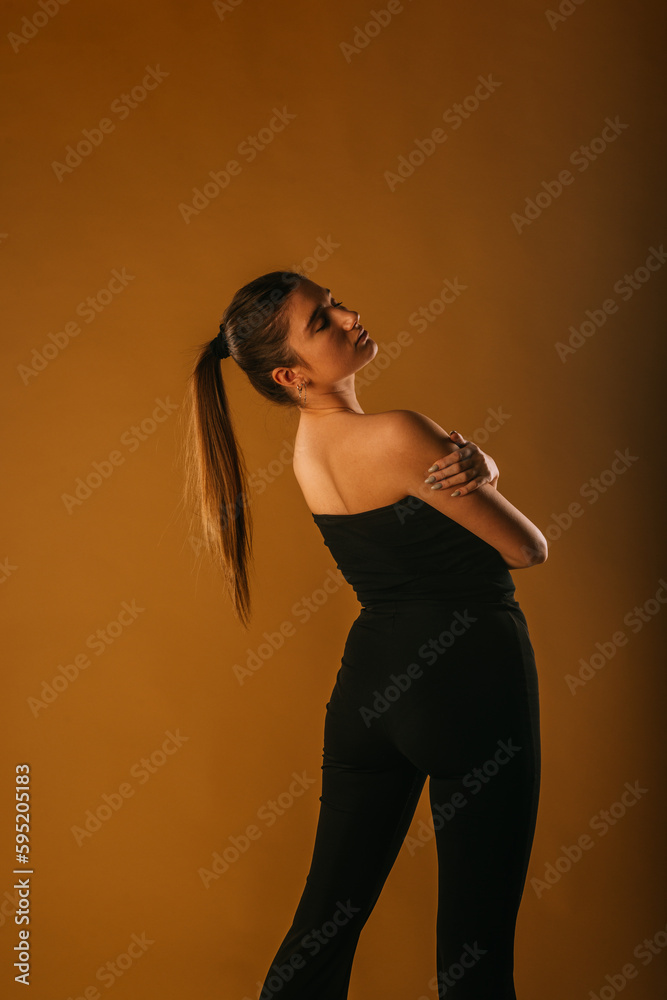 Young girl in black outfit Young girl in black outfit