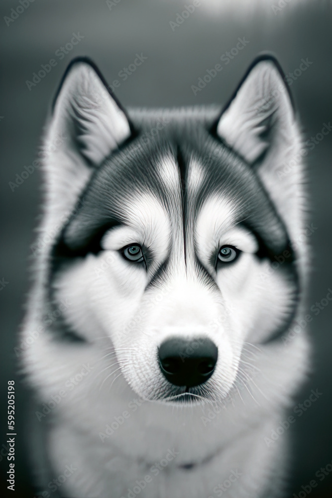portrait of a husky in close up, generated by artificial intelligence