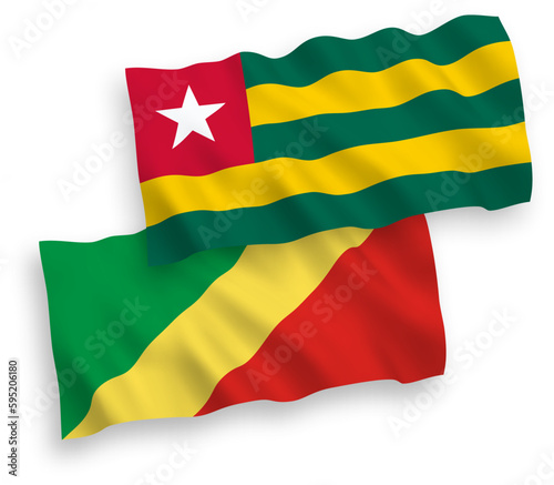 Flags of Togolese Republic and Republic of the Congo on a white background