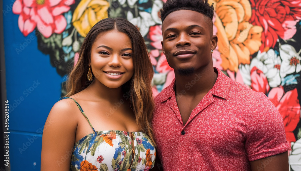 Young adults enjoying summer vacation, smiling together generated by AI Young adults enjoying summer vacation, smiling together generated by AI
