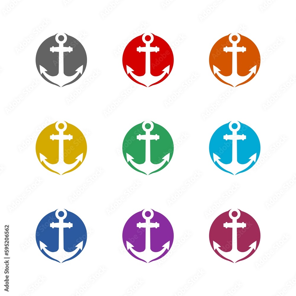 Anchor logo icon isolated on white background. Set icons colorful Anchor logo icon isolated on white background. Set icons colorful