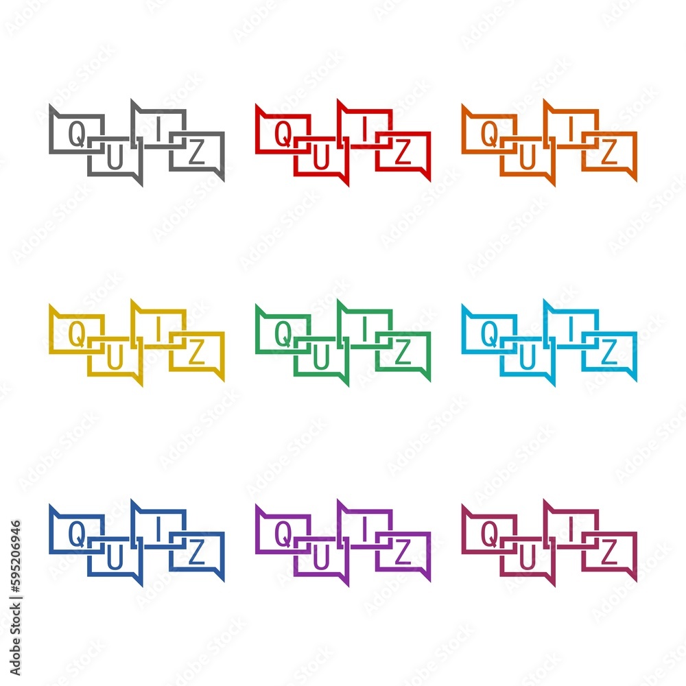 Quiz logo icon isolated on white background. Set icons colorful