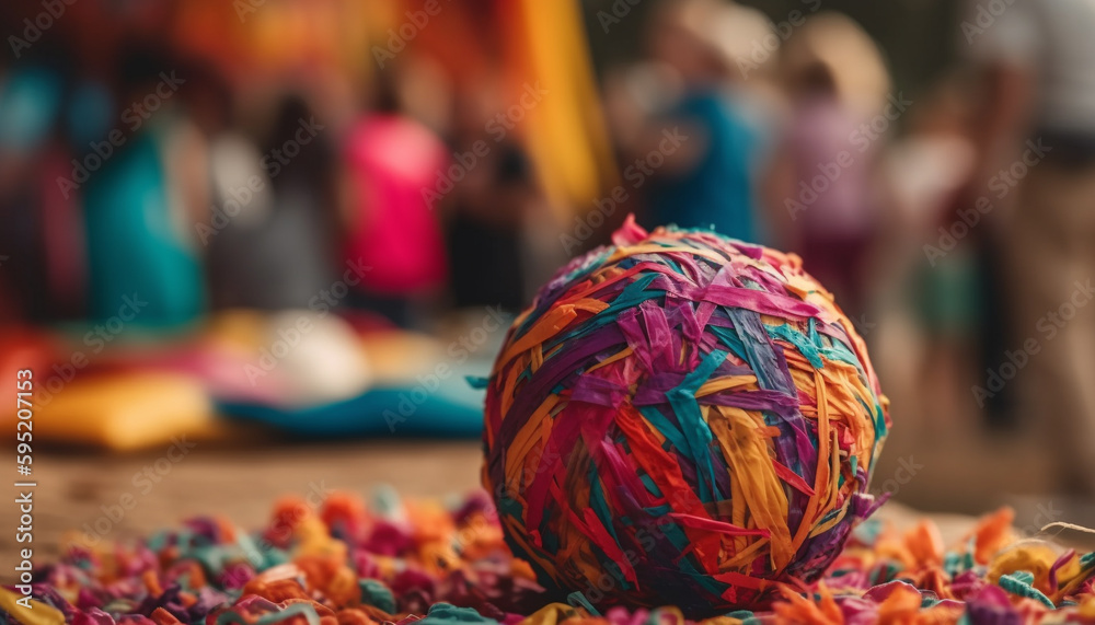Vibrant wool ball decoration celebrates traditional festival generated by AI