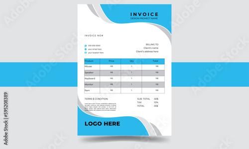 creative modern invoice design template with two color.