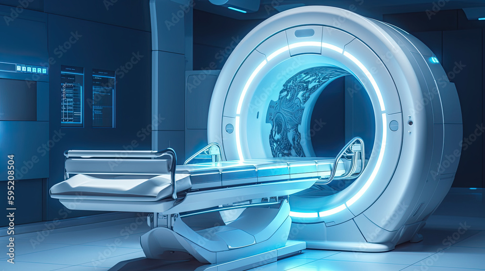 MRI - Magnetic resonance imaging scan device in Hospital. Medical Equipment and Health Care. MRI - Magnetic resonance imaging scan device in Hospital. Medical Equipment and Health Care.