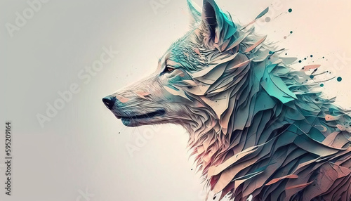 Wolf animal abstract wallpaper. Background in pastel colors generative ai