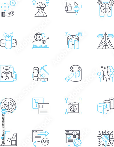 Mathematics linear icons set. Algebra, Geometry, Calculus, Trigonometry, Statistics, Fractions, Decimals line vector and concept signs. Equations,Quadratic,Vectors outline illustrations