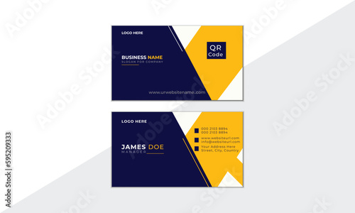 Creative modern Card, Simple Business Card, Yellow and Blue template, Double-sided creative business card template, business card design, Modern shape, Vector illustration print template.