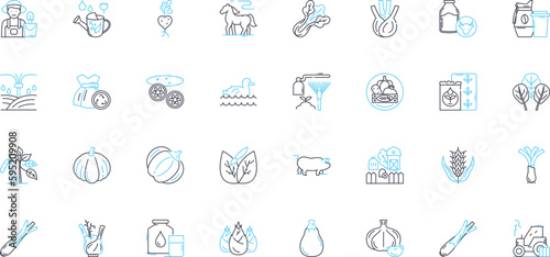 Bio park linear icons set. Wildlife, Conservation, Nature, Habitat, Biodiversity, Endangered, Species line vector and concept signs. Ecosystem,Safari,Education outline illustrations