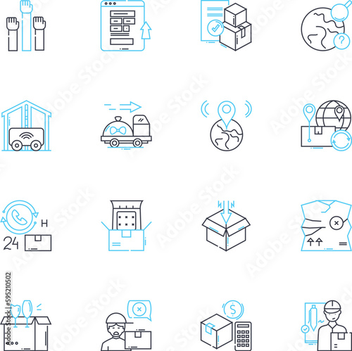 Quick delivery linear icons set. Swift, Prompt, Express, Rapid, Expedited, Fast, Hasty line vector and concept signs. Speedy,Agile,Immediate outline illustrations