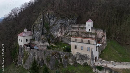 The ruins of a monastery in the village of Opatova nad Vahom in the district of Trencin in Slovakia photo