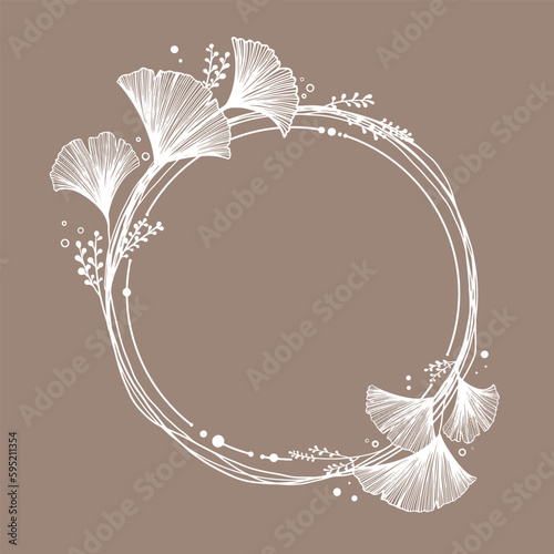ginkgo leaf handwriting for card decoration clip art.