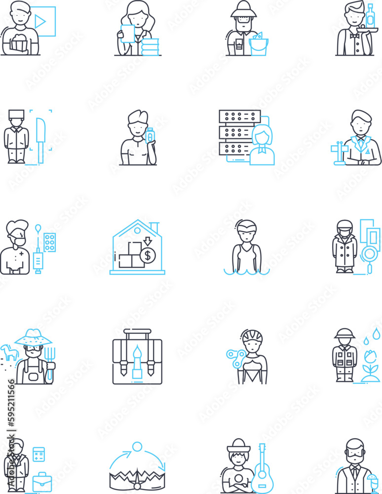 Partnerships linear icons set. Collaboration, Alliances, Cooperation, Support, Joint ventures, Synergy, Sharing line vector and concept signs. Unity,Cohesion,Cooperation outline illustrations