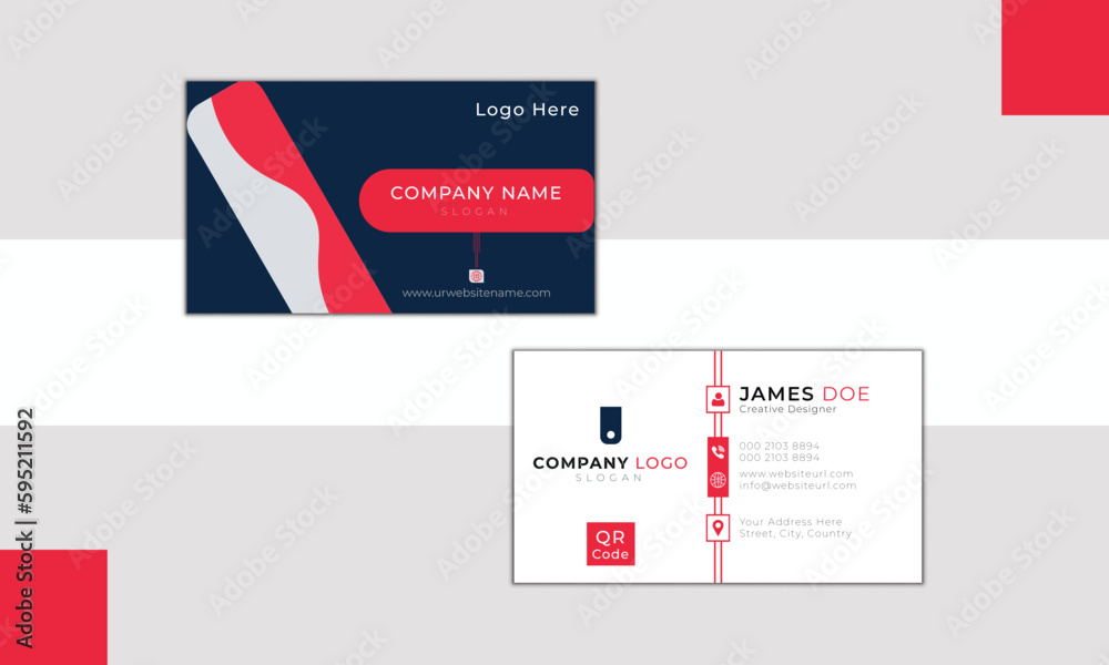 Creative modern Card, White and Red and Black Business Card, Double-sided creative business card template, business card design, Modern shape, Vector card.