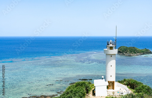 Hirakubozaki Lighthouse and the sea photo