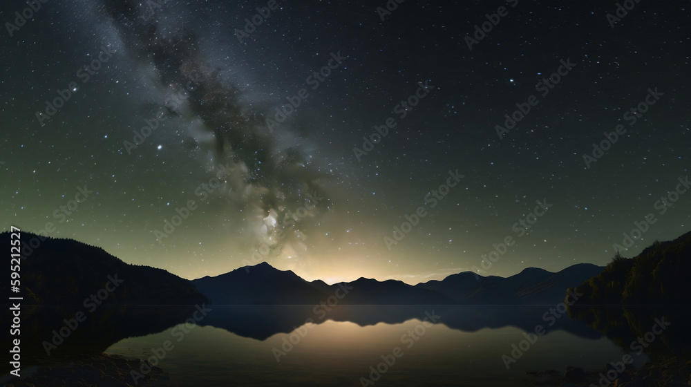 moon on a background star sky reflected in the sea. Generative ai moon on a background star sky reflected in the sea. Generative ai