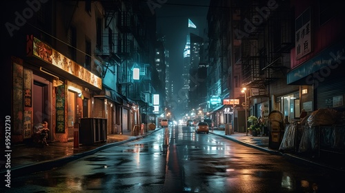 night street in the city ai