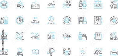 Accommodation linear icons set. Lodging, Shelter, Housing, Rooms, Stay, Boarding, Residence line vector and concept signs. Homestay,Hostel,Inn outline illustrations
