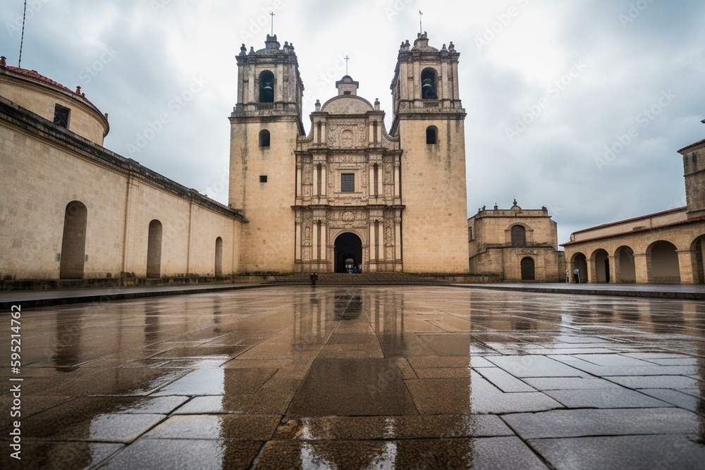 Santo Domingo Cathedral is a landmark in Oaxaca's city center. Generative AI