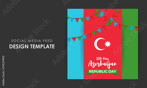 Vector illustration of Azerbaijan Republic Day social media story feed mockup template