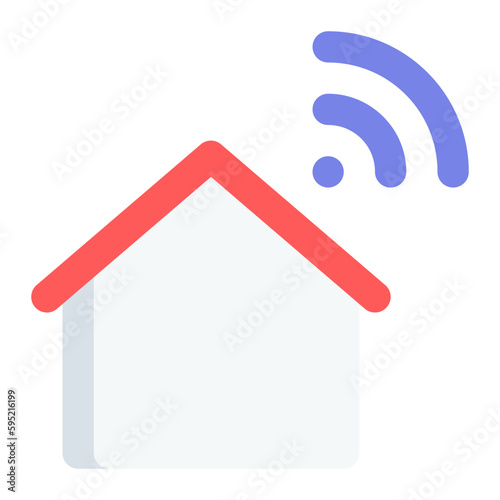 Smart home in flat icon. Real estate, automation, wireless