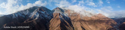 Aerial view of beautiful danxia landform landscape in Tibet,China