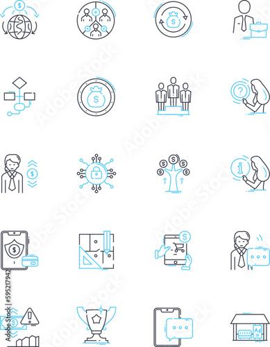 Computer enterprise linear icons set. Nerking, Security, Cloud, Automation, Analytics, Integration, Virtualization line vector and concept signs. Data,Mobility,Collaboration outline illustrations