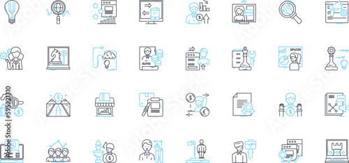 Resource allocation linear icons set. Prioritization, Optimization, Allocation, Management, Efficiency, Planning, Utilization line vector and concept signs. Distribution,Utilization,Forecasting