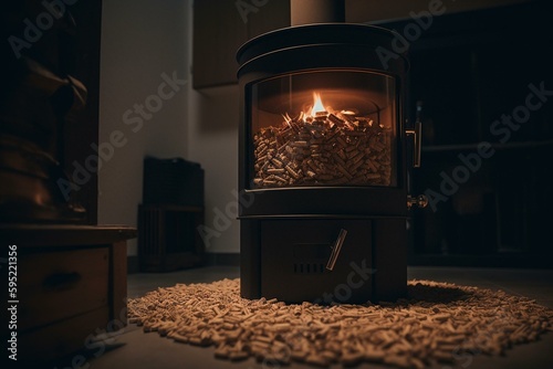 Wood pellet stove. Generative AI