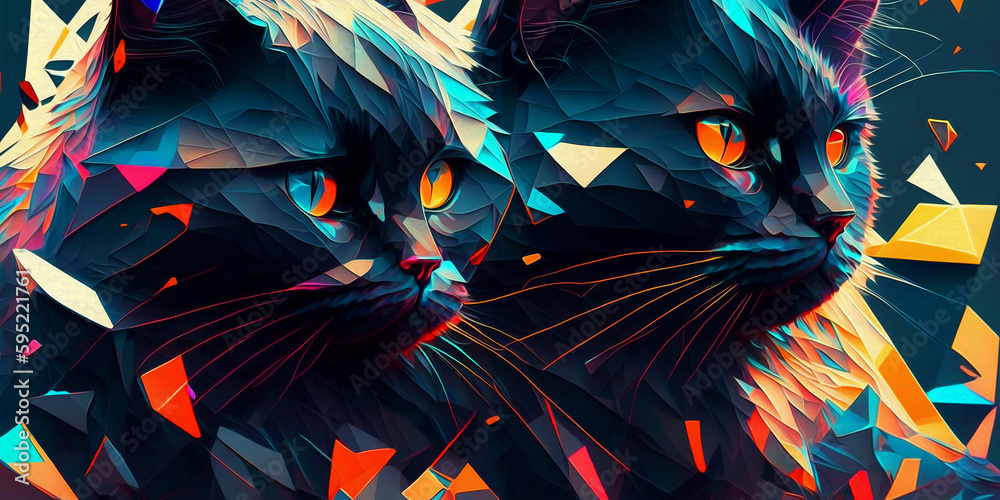 Cats abstract colorful pattern background AI generation