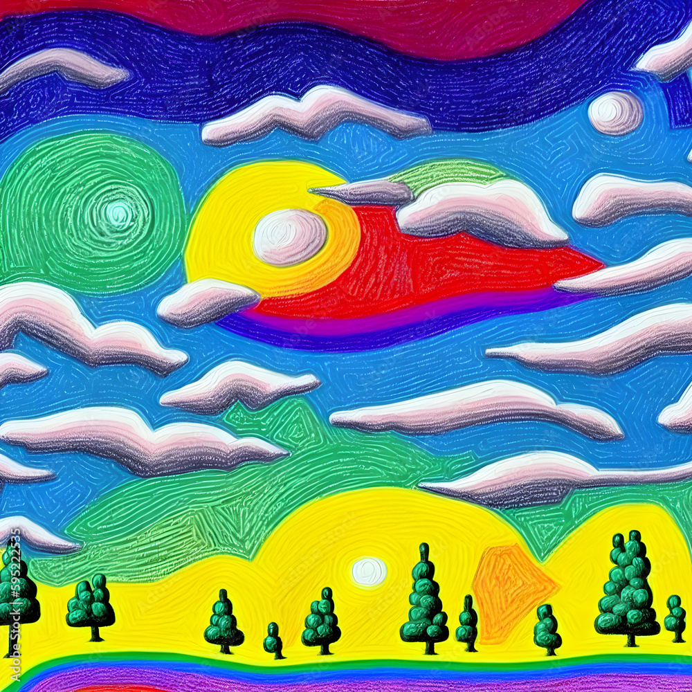 ai-generated illustration of a colorful abstract landscape