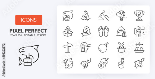 business metaphors line icons 256 x 256