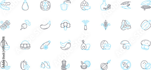 Convenience store linear icons set. Snacks, Drinks, Groceries, Quick, Easy, Accessibility, Impulse line vector and concept signs. Satisfying,Treats,Grab-and-go outline illustrations