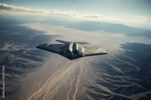 Canvas-taulu B2 Spirit stealth bomber airborne over Nevada. Generative AI